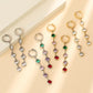 Round Colored Zircon Drop Earrings [304 Stainless Steel,18K Gold Plated]