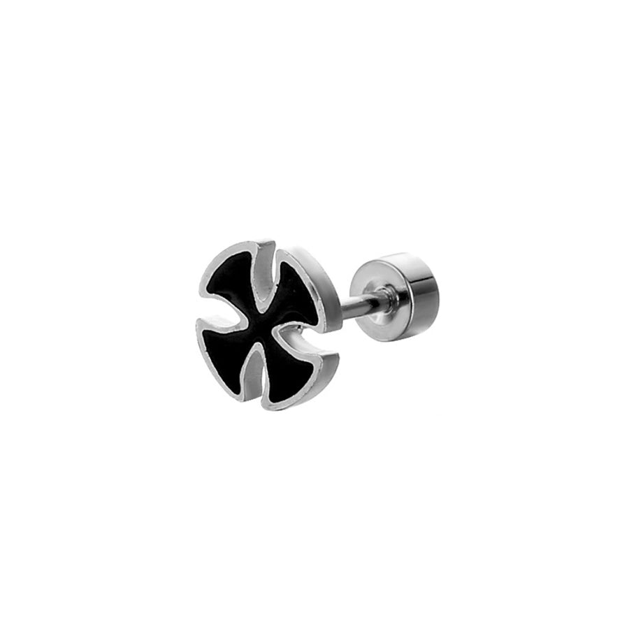 1 piece simple style cross Stud Earrings [Stainless Steel]