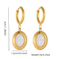 Square Oval Shell Drop Earrings [304 Stainless Steel,18K Gold Plated]