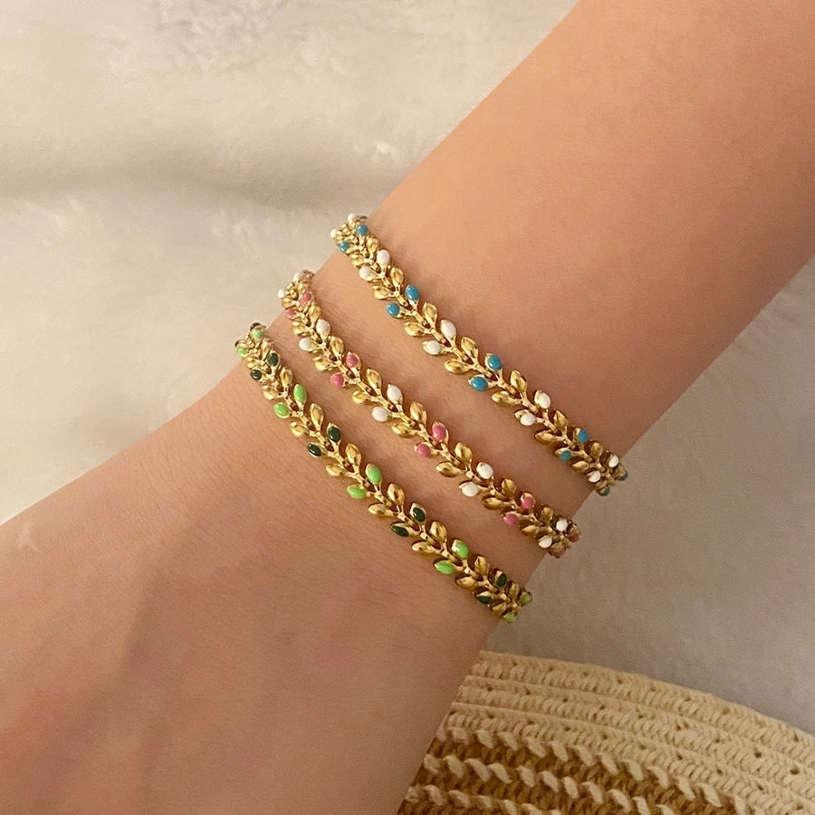 Bracciale a grana colorato [acciaio inossidabile 304, oro 18K placcato]