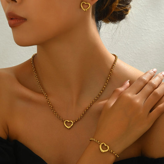 Conjunto de joyas de forma de corazón [304 acero inoxidable]