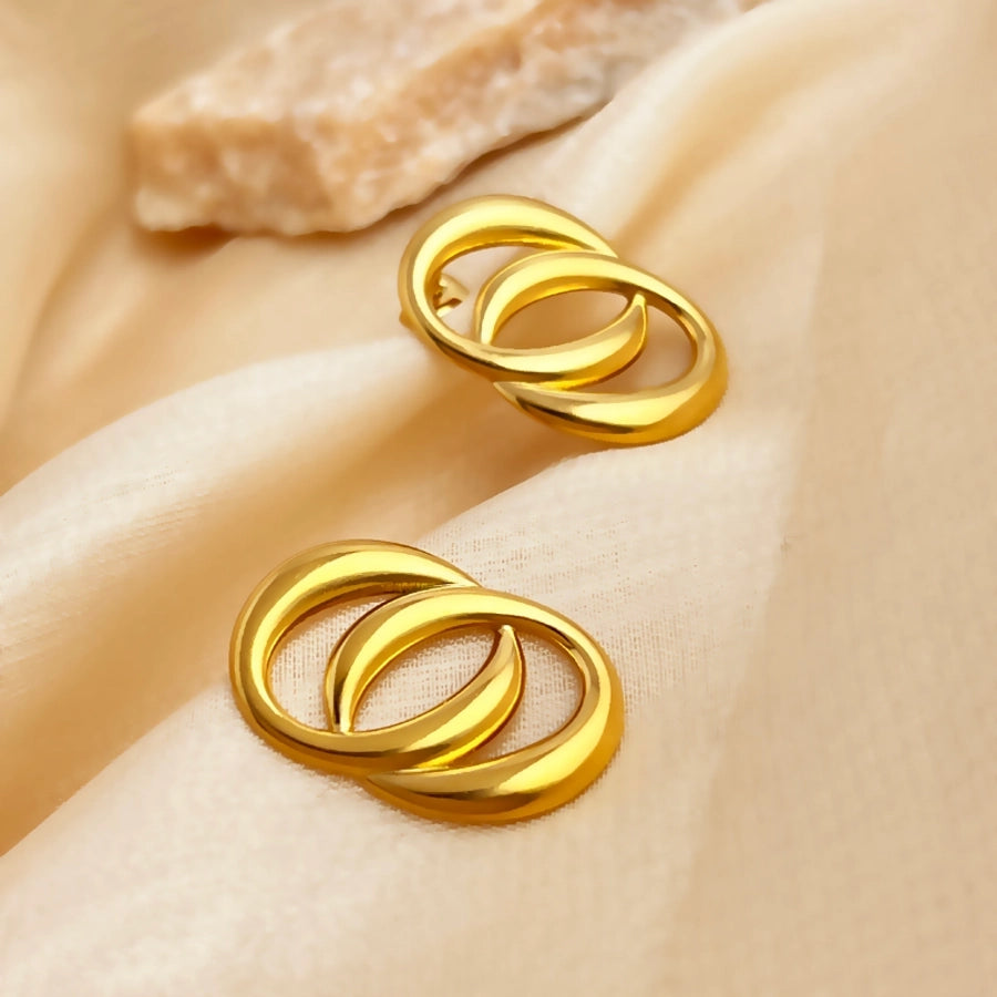 Double Round Earrings [304 Stainless Steel,18K Gold Plated]