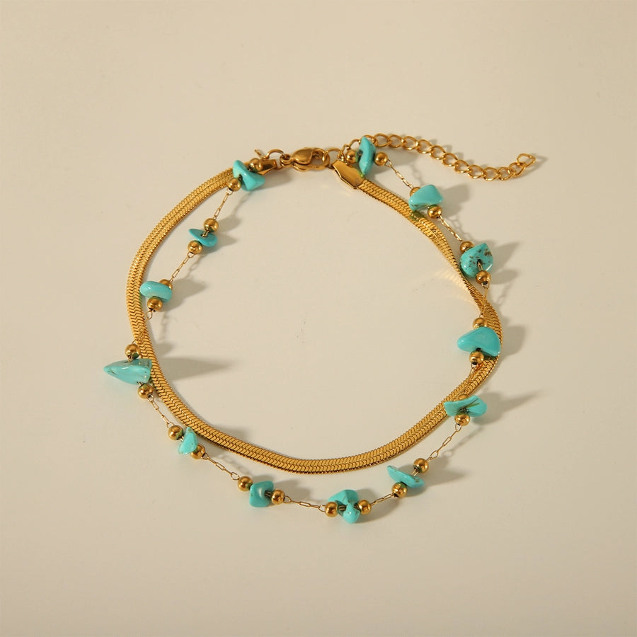 Turquoise Stones Anklet [304 Stainless Steel]