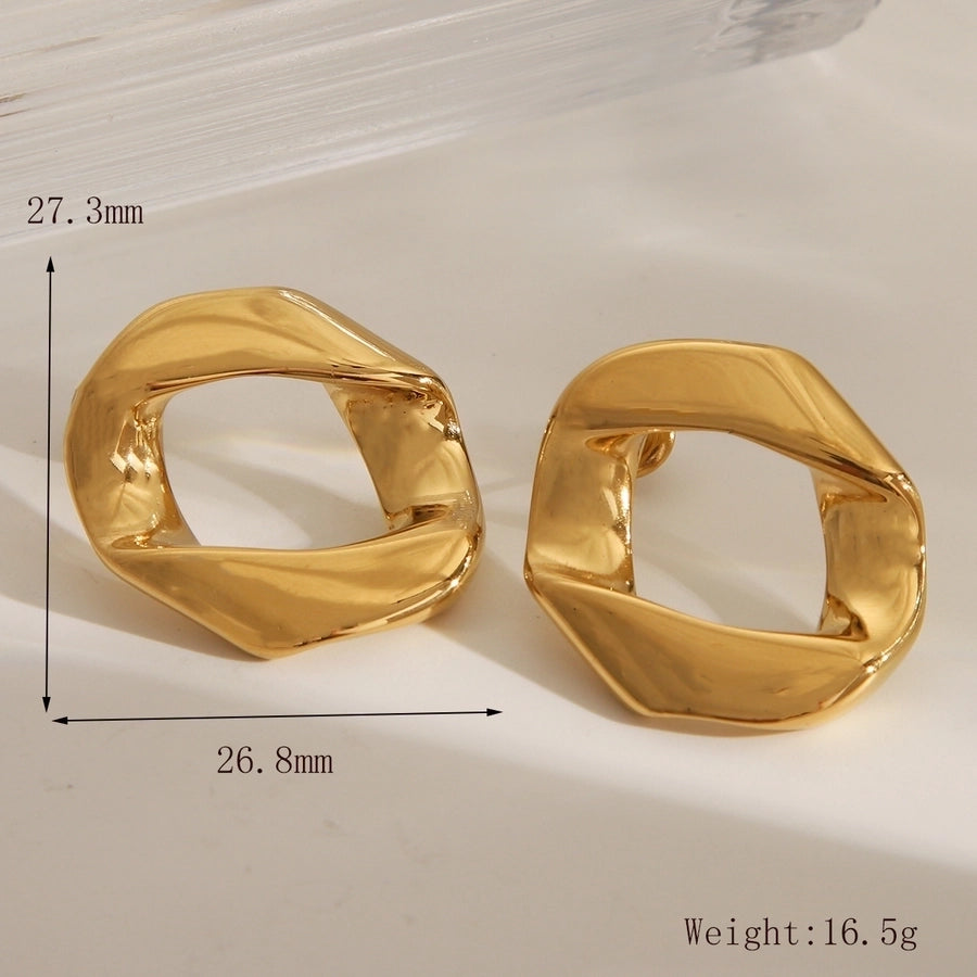 Round Solid Color Earrings [304 Stainless Steel,18K Gold Plated]