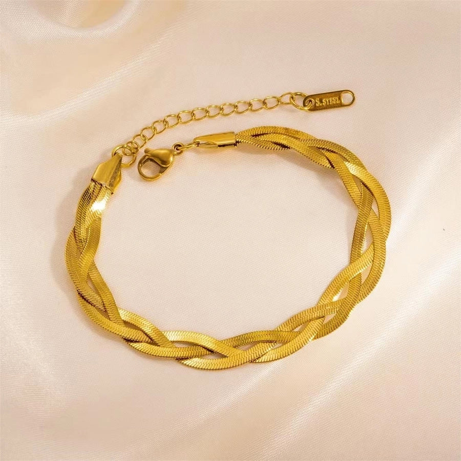 Braided Snake Chain Bracelets [304 Stainless Steel,18K Gold Plated]