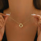 Rhinestones Hollow Circle Necklace [304 Stainless Steel,14K Gold Plated]