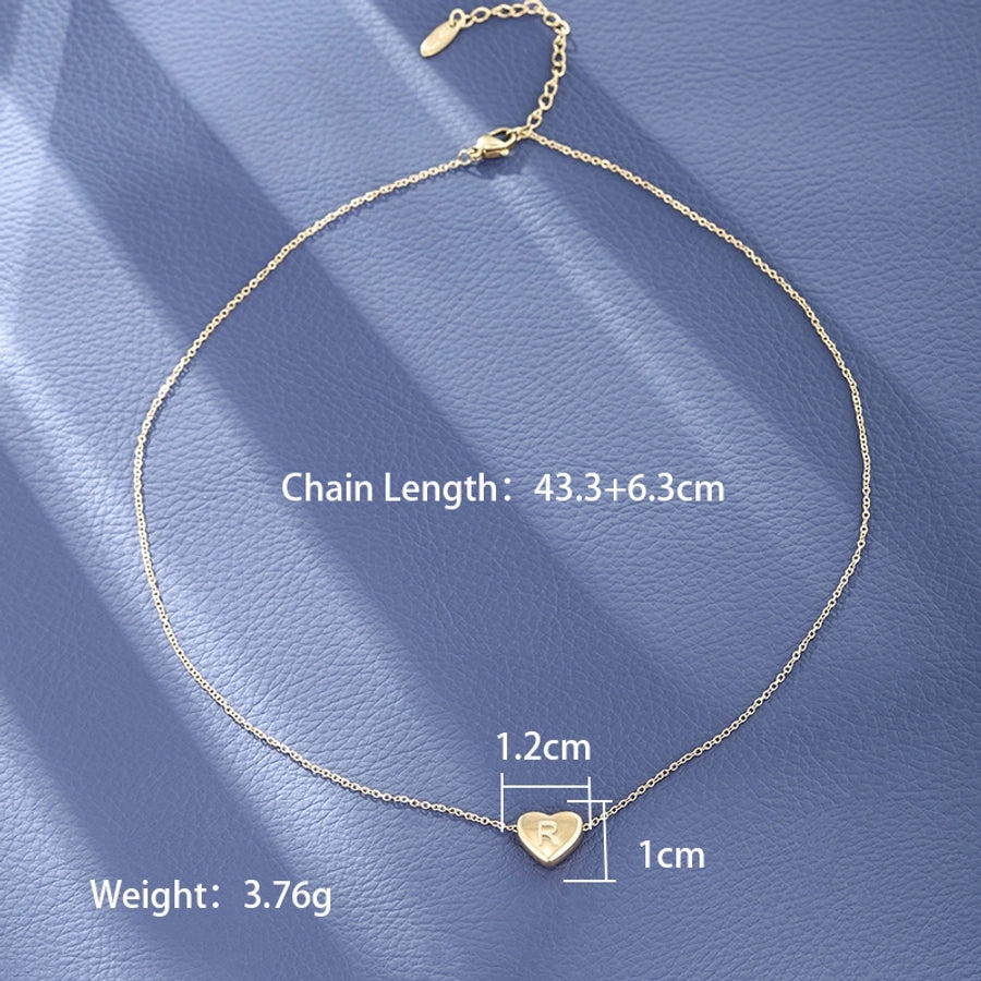 Letter Heart Shape Necklace [304 Stainless Steel,18K Gold Plated]