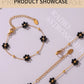 Black Daisy Flower Bracelet/Necklace [304 Stainless Steel,18K Gold Plated]