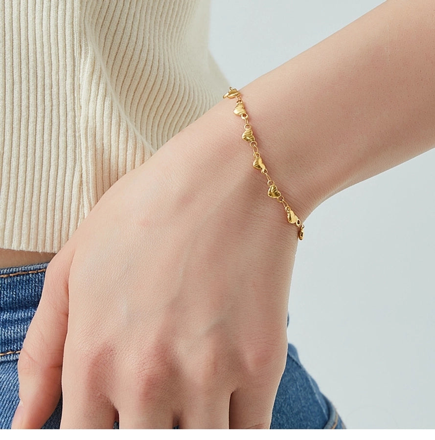 Volledige hartvorm armband/ketting [304 roestvrij staal, 18K vergulde goud]