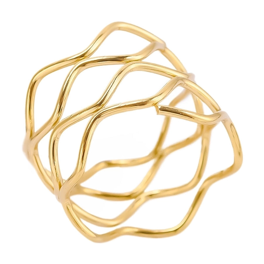 Criss Cross Hollow Ring [304 Stainless Steel 18K Gold Plated]