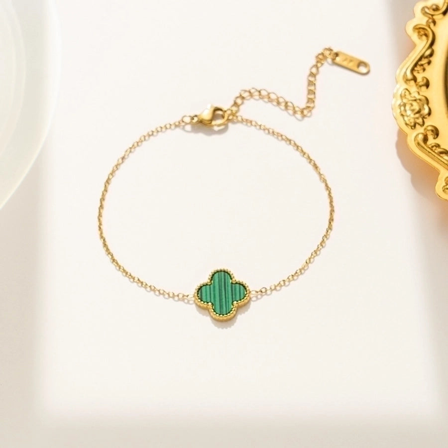 Four Leaf Clover Acrylic Ring/Bracelet/Necklace [304 Stainless Steel, 18K Gold Plated]