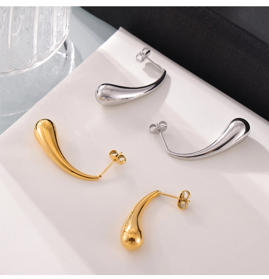 Water Droplets Earrings [304 Stainless Steel,18K Gold Plated]