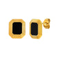 Black Square Agate Earrings [201 Stainless Steel,18K Gold Plated]