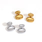 Bean-Shaped Stud Earrings [Stainless Steel, 18K Gold Plated]