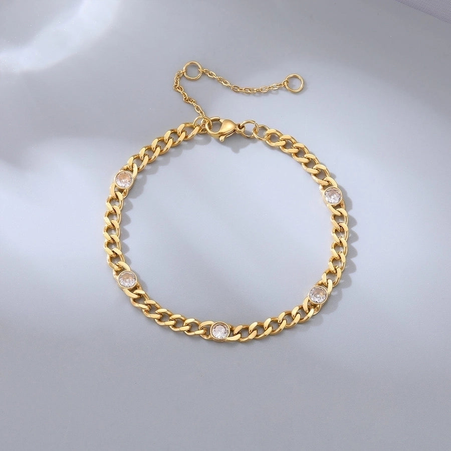 Curb Chain Zircon Bracelet/Necklace [304 Stainless Steel]