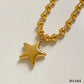 Nordic Style Star Heart Beaded Bracelets/Necklace [304 Stainless Steel,16K Gold Plated]