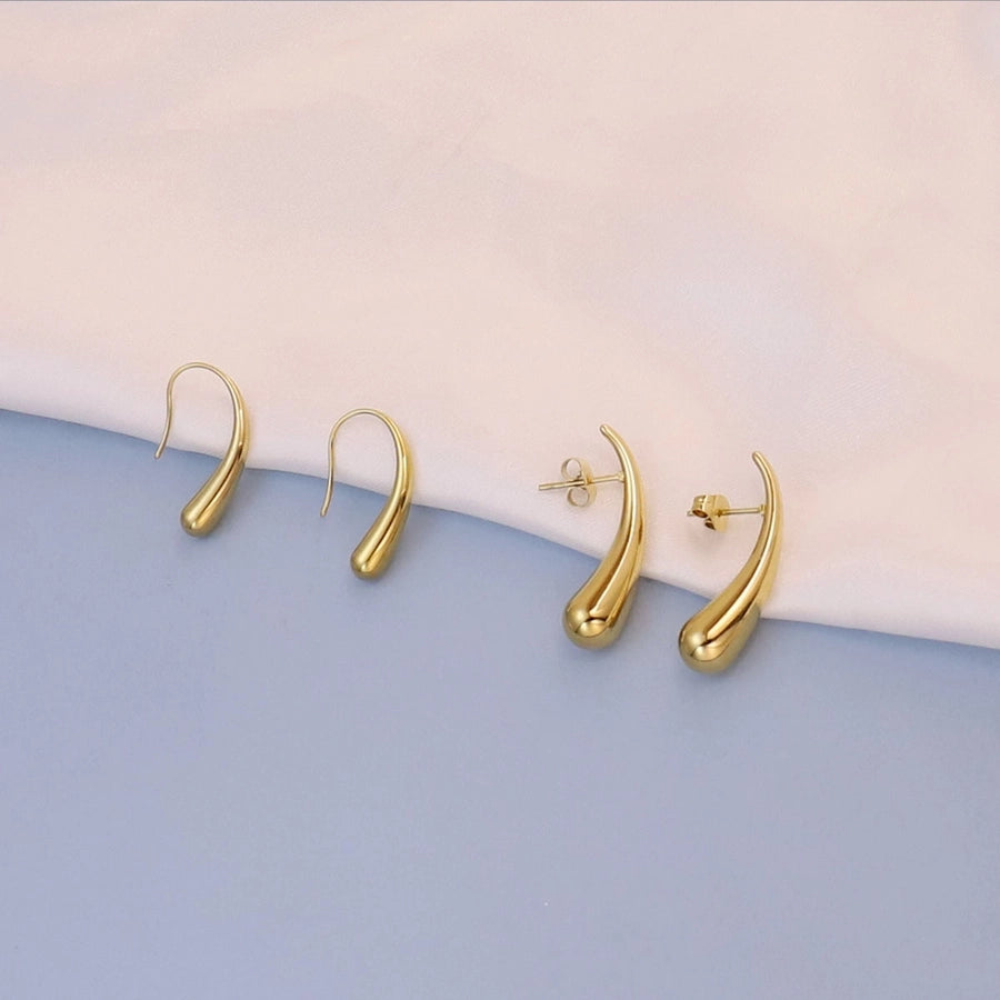 Gold Hook Earrings [304 Stainless Steel,18K Gold Plated]