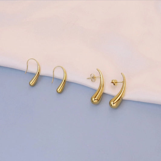 Gold Hook Earrings [304 Stainless Steel,18K Gold Plated]