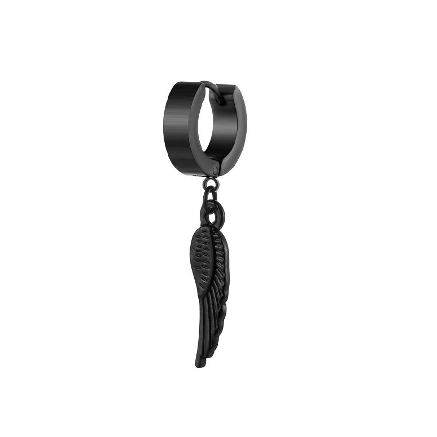 fashion feather snake lock stainless steel polishing drop earrings 1 piece