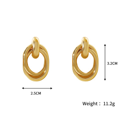 Geometric Plating Drop Earrings  [304 Stainless Steel]