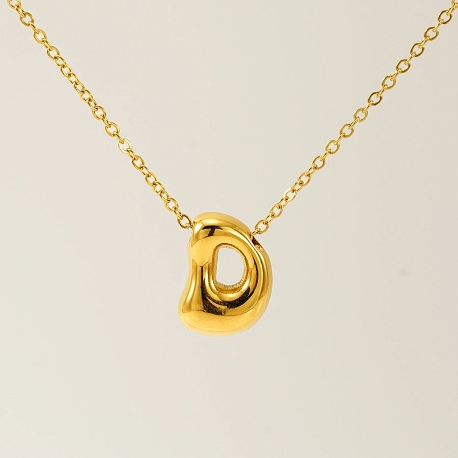 Letter Pendant Necklace [304 Stainless Steel,18K Gold Plated]