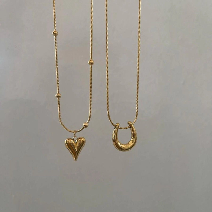 Heart Shape Horseshoe Necklace [304 Stainless Steel]