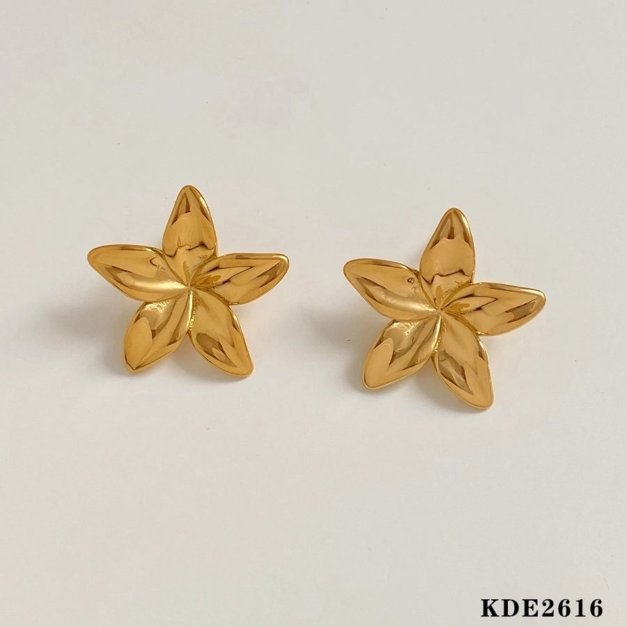 Leaves Flower Earrings [304 Stainless Steel,16K Gold Plated]