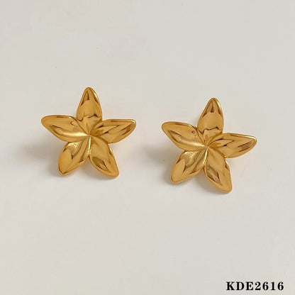 Leaves Flower Earrings [304 Stainless Steel,16K Gold Plated]