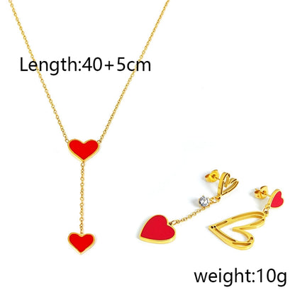 Red Heart Jewelry Set  [304 Stainless Steel]