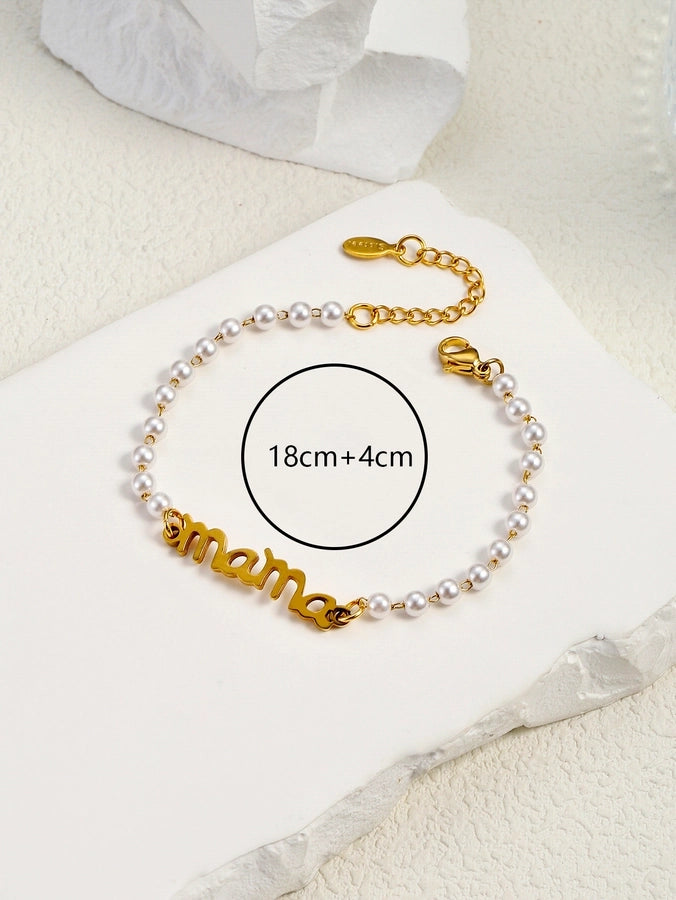 PERLAS ARTIFIFIAL MAMA PROLLACELET [304 acero inoxidable, 18k de oro chapado]