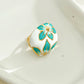 Vintage Flower Enamel Ring [Stainless Steel]