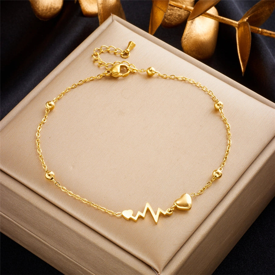 Electrocardiogram Anklet [304 Stainless Steel, 18K Gold Plated]