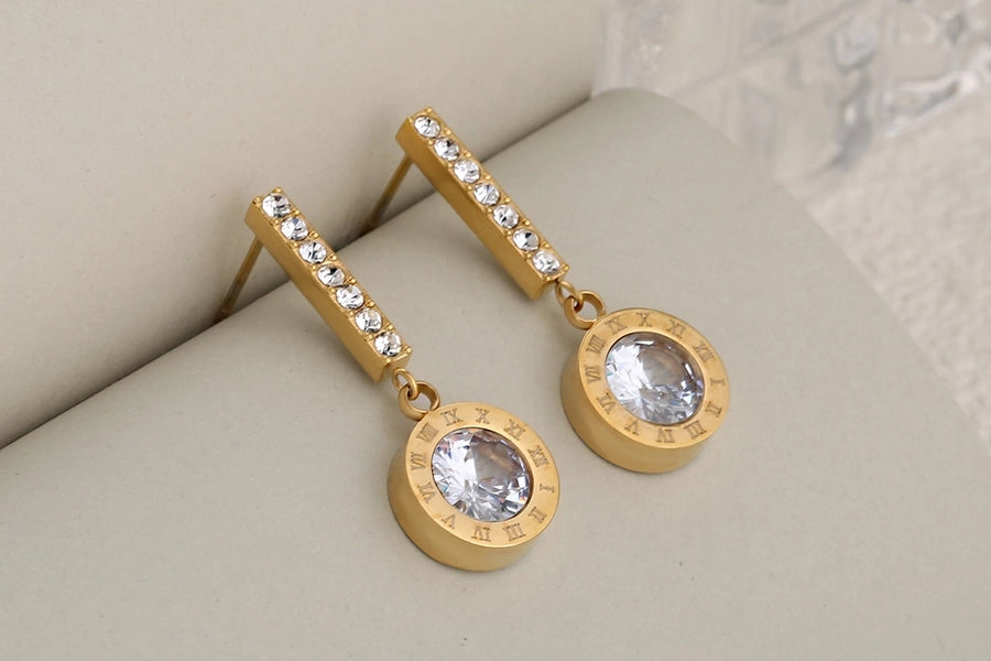 Shiny Round Plating Earrings [304 Stainless Steel,18K Gold Plated]