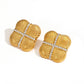 Square Cross Zircon Earrings [304 Stainless Steel,18K Gold Plated]