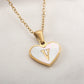 Letter Shell Heart Pendant Necklace [304 Stainless Steel,18K Gold Plated]