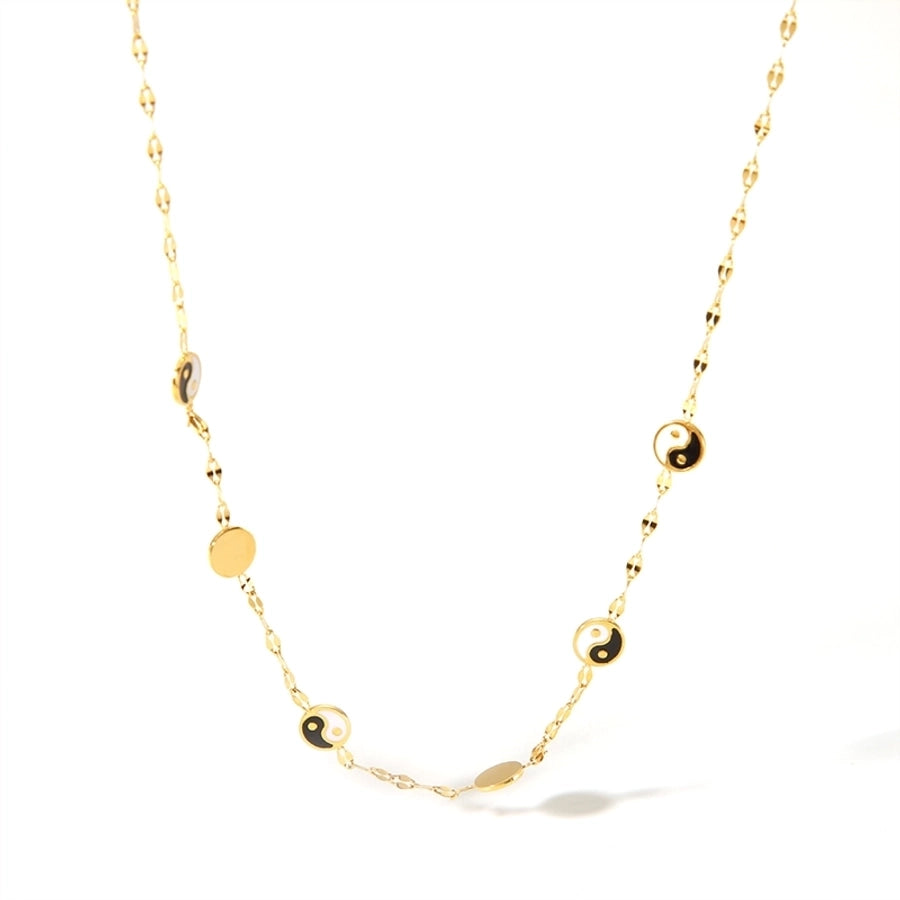 Ying Yang Enamel Plating Bracelet/Necklace [201 Stainless Steel 18K Gold Plated]