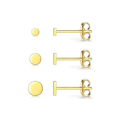 Flat Round Stud Earrings [304 Stainless Steel]