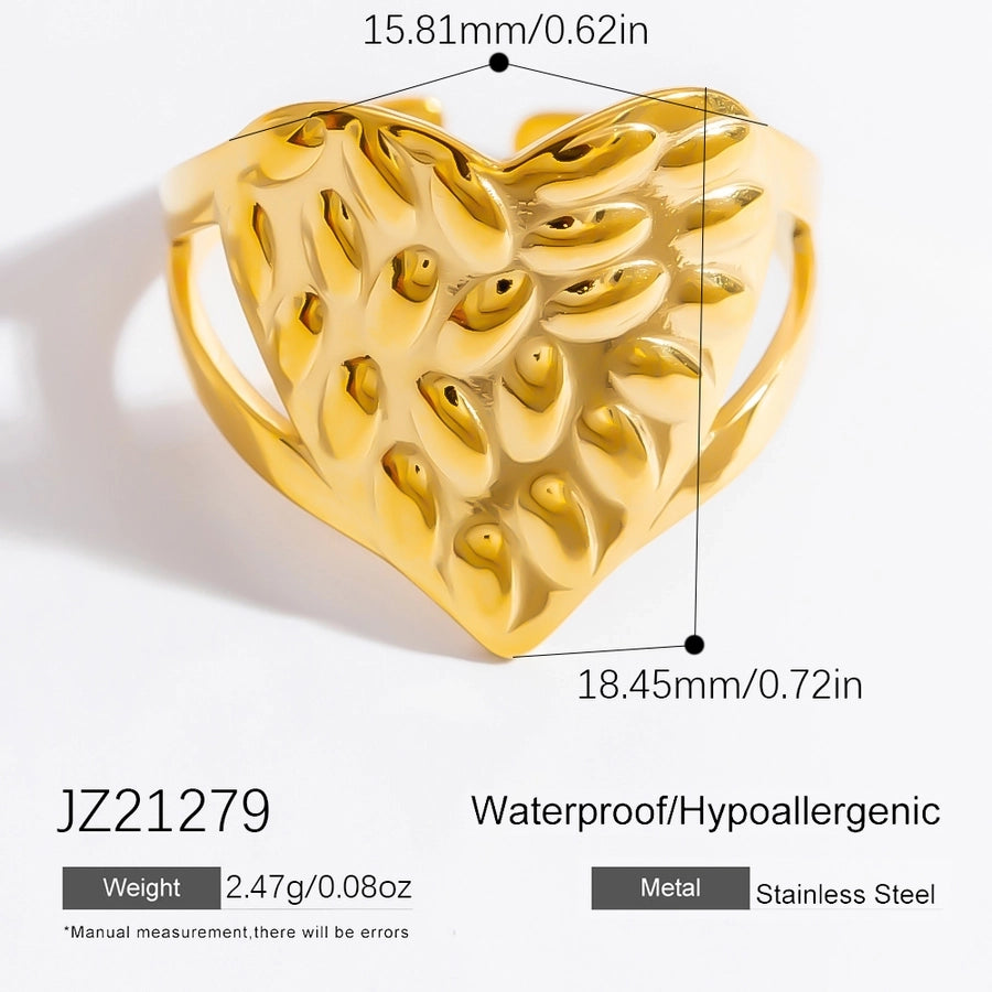 French Style Heart Shape Open Rings  [304 Stainless Steel]