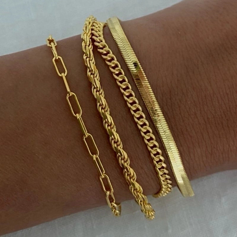 Thin Chain Bracelet [304 Stainless Steel,16K Gold Plated]