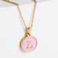 Pink Shell Letter Necklaces [304 Stainless Steel,18K Gold Plated]