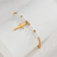 Cross Pearl Beaded Anklet [304 Stainless Steel, 14K Gold Plated]