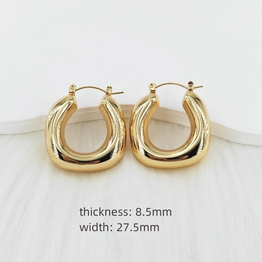 Vintage Style U Shape Earrings [304 Stainless Steel, 18K, 24K Gold Plated]