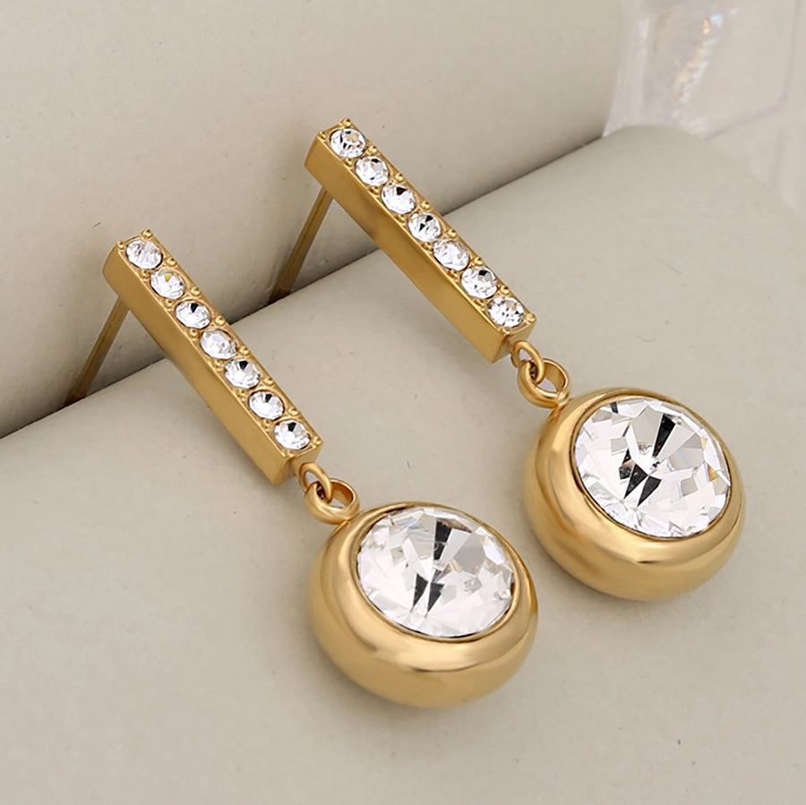 Shiny Round Plating Earrings [304 Stainless Steel,18K Gold Plated]