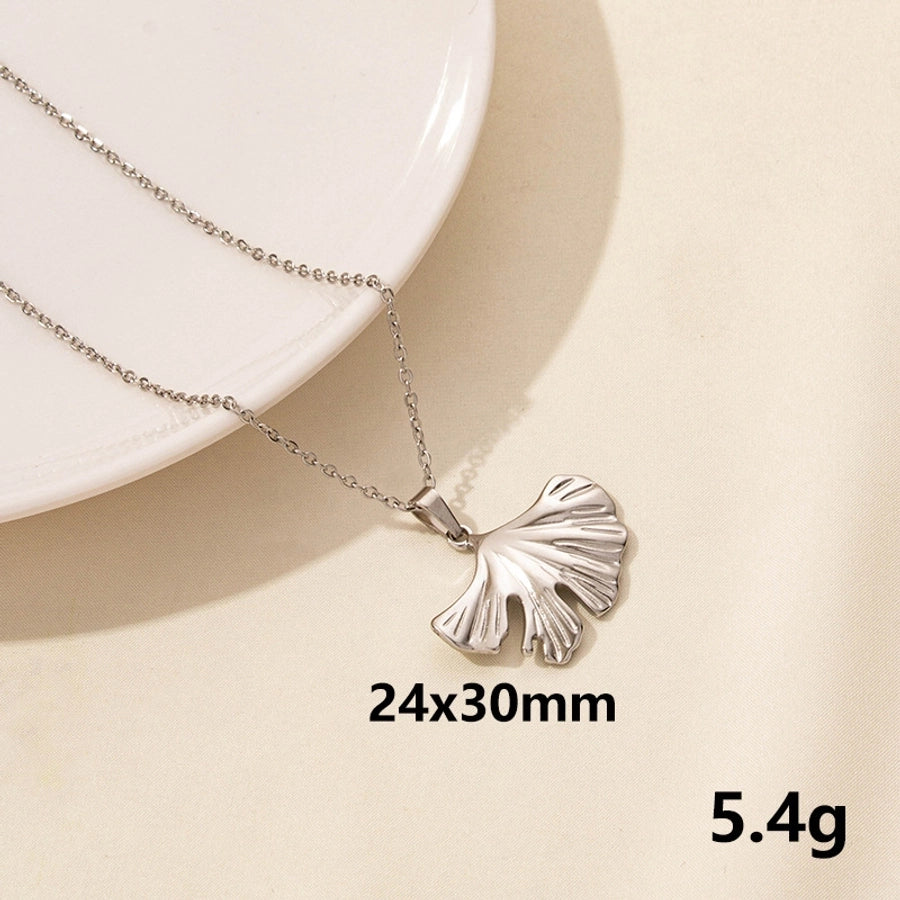 Leaves Pendant Necklace [304 Stainless Steel,18K Gold Plated]