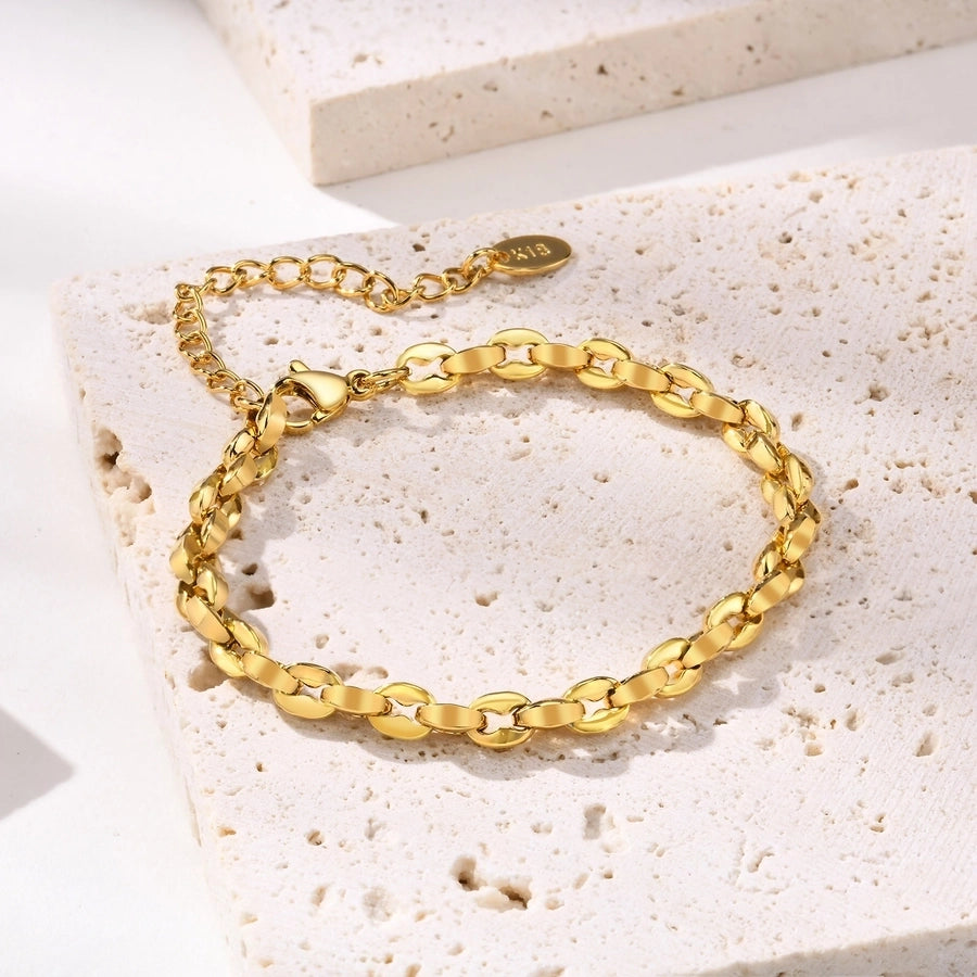 Flat Cable Chain Bracelet [304 Stainless Steel,18K Gold Plated]