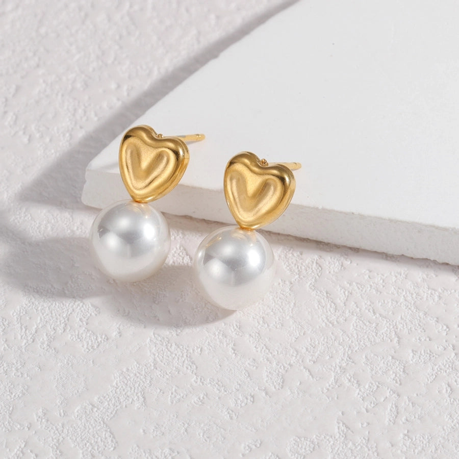 Mix Pearl Ear Studs [304 Stainless Steel,18K Gold Plated]