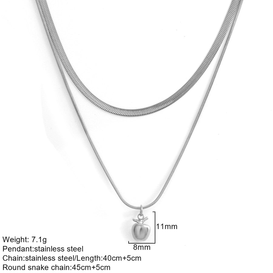 Moon Water Droplets Double Layer Necklaces  [304 Stainless Steel]