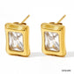 Shiny Rectangle Zircon Earrings [304 Stainless Steel,16K Gold Plated]