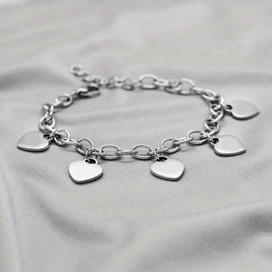 Multiple Hearts Chain Bracelet [Stainless Steel,18K Gold Plated]