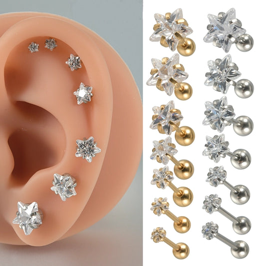 Σκουλαρίκια ζιργκόν Stud Star Cartilage Star 1 Piece Ear [304 από ανοξείδωτο ατσάλι, επίχρυσο 18 καρατίων]